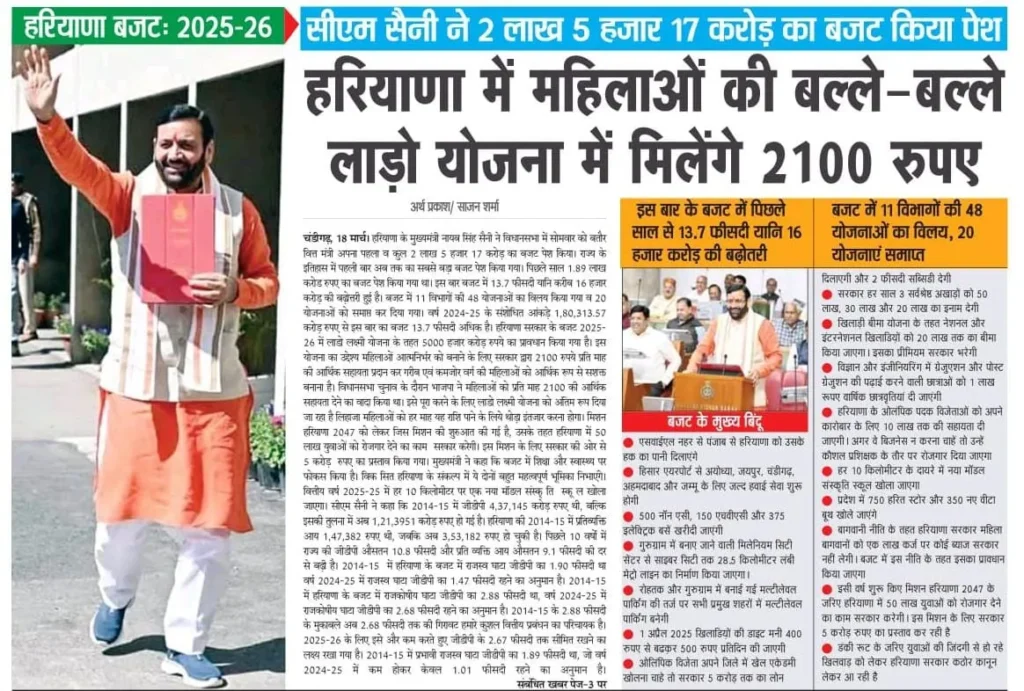 Lado Lakshmi Yojana Budget Announcement News